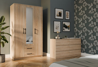 Kleiderschrank Lars Sonoma Eiche mit Spiegel 120 cm