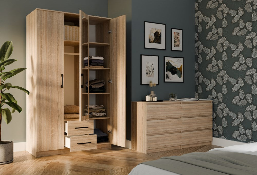 Kleiderschrank Lars Sonoma Eiche mit Spiegel 120 cm