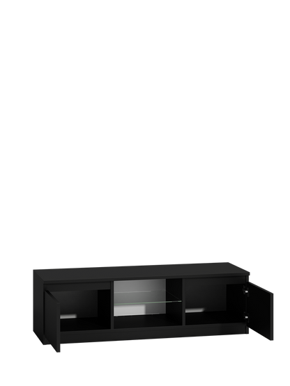 TV Lowboard Malwa Schwarz Hochglanz