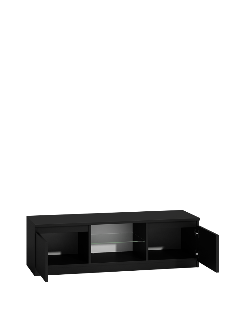 TV Lowboard Malwa Schwarz Hochglanz