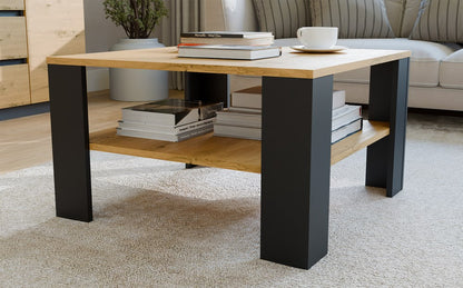 Couchtisch UNO Artisan-Eiche und Schwarz 68x68